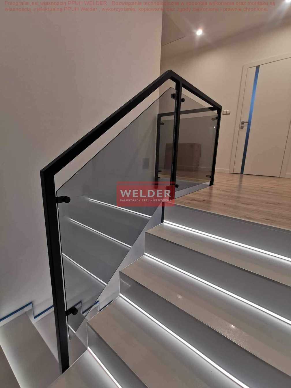 Balustrady Schodowe Barierka Francuska Antracyt Szklana harfa