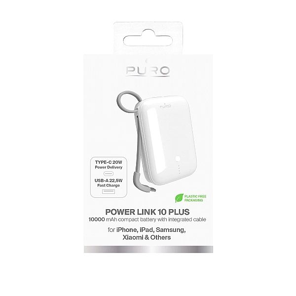Powerbank Puro Power Link 10 Plus 10000 mAh z wbudowanym kablem USB-C