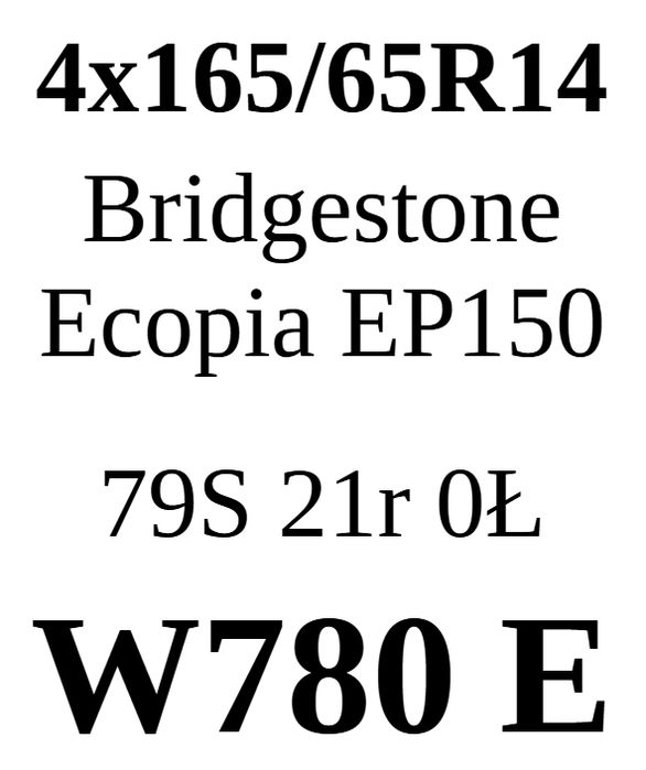 4x 165/65R14 Bridgestone Ecopia EP150 6,6mm 2021r JAK NOWE