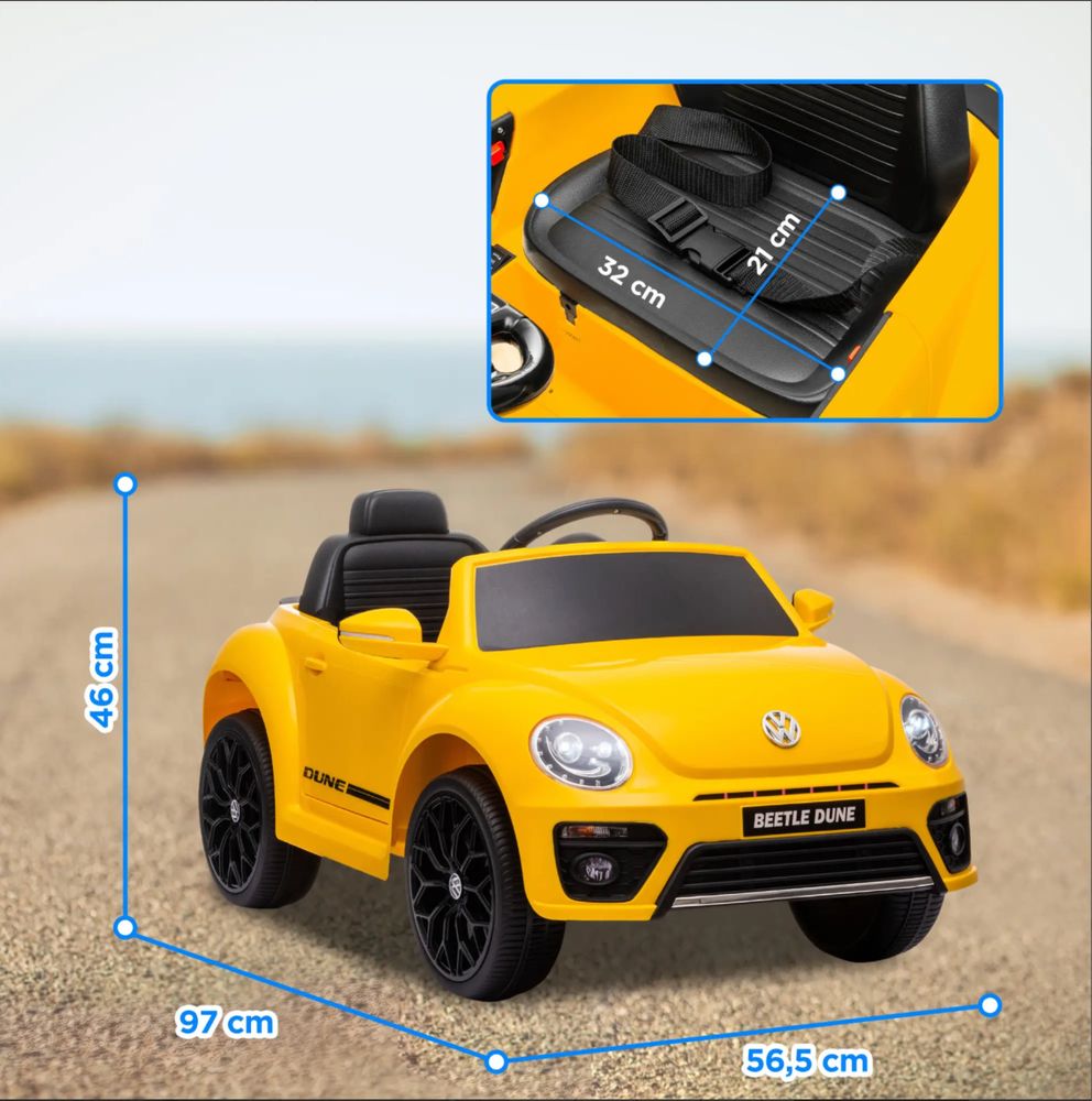 Carro Eléctrico Brincar VOLKSWAGEN BEETLE AMARELO a bateria