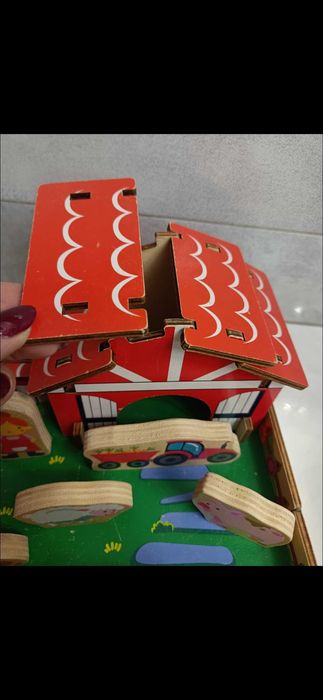 Drewniana farma zwierzęta figurki Lidl gospodarstwo zagroda układanka