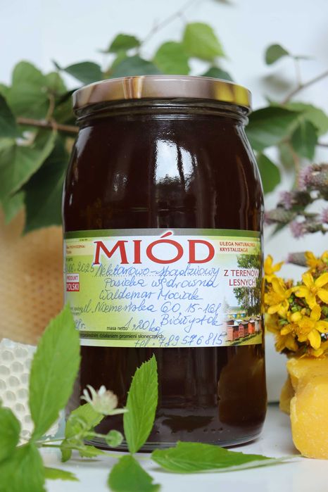Miody z terenów leśnych, z własnej pasieki