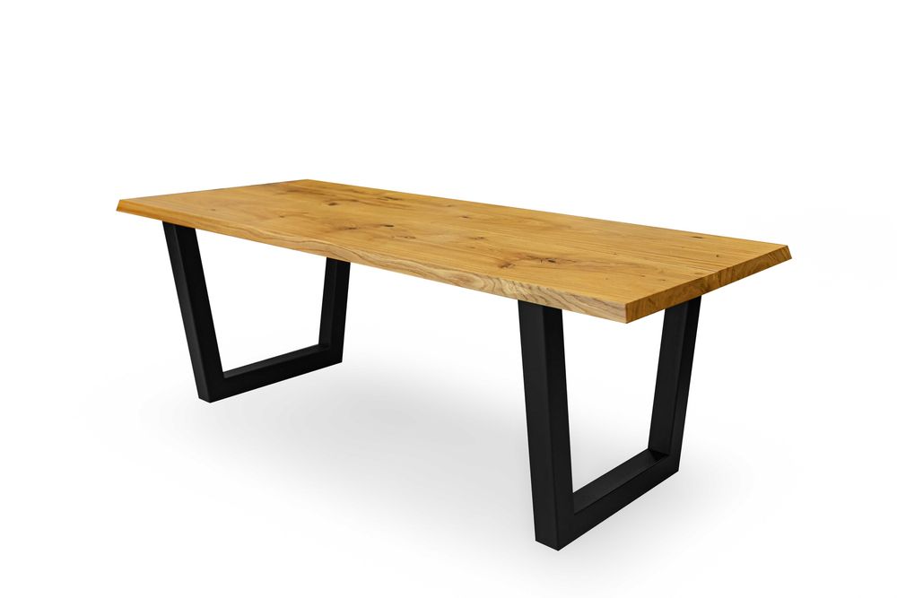 Stół drewniany 220x90 DOPPIO dąb naturalny na metalowych nogach