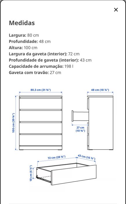 Mesas de cabeceira e camiseiro IKEA MALM