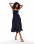Asos Design 36 S Granatowa Plisowana Sukienka H16007
