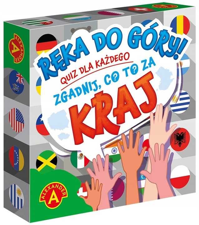Gra planszowa RĘKA DO GÓRY QUIZ dla każdego ZGADNIJ CO TO ZA KRAJ