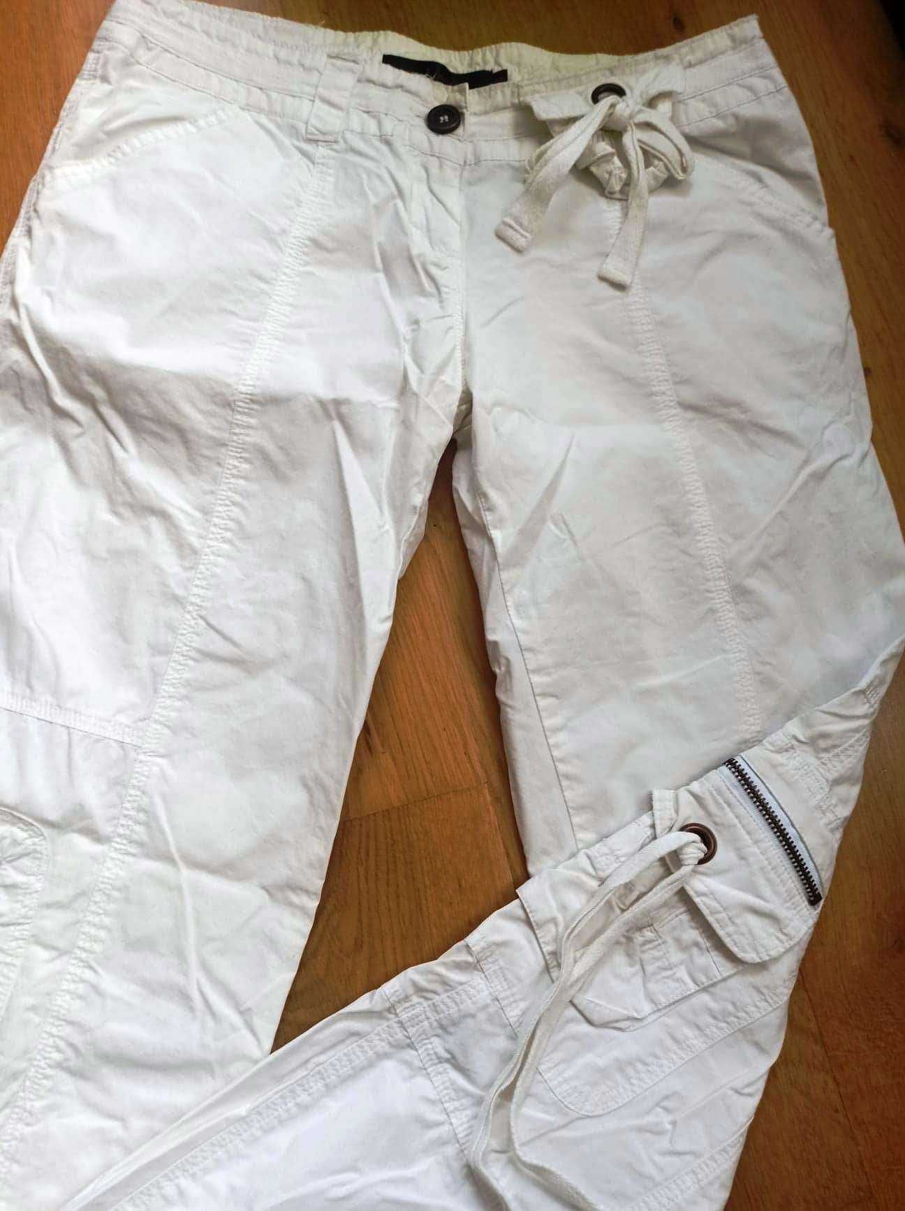Spodnie damskie bojówki białe Rozmiar M/L *STAN BDB*