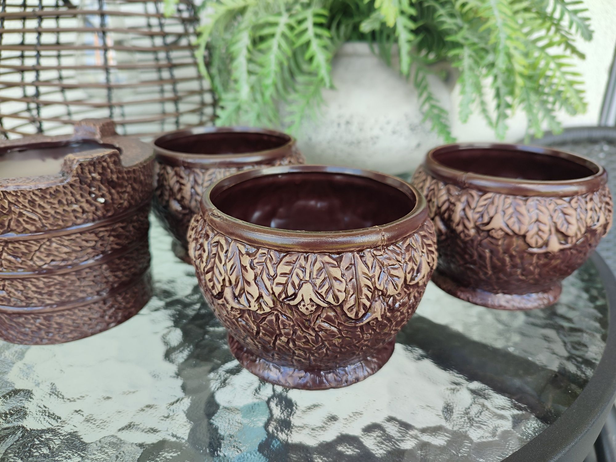 Zestaw 5 ceramicznych małych doniczek
