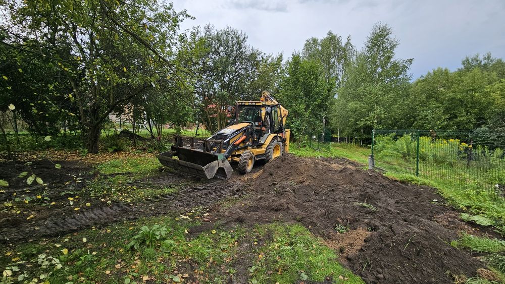usługi koparko-ładowarką wynajem wykopy niwelacja katowice