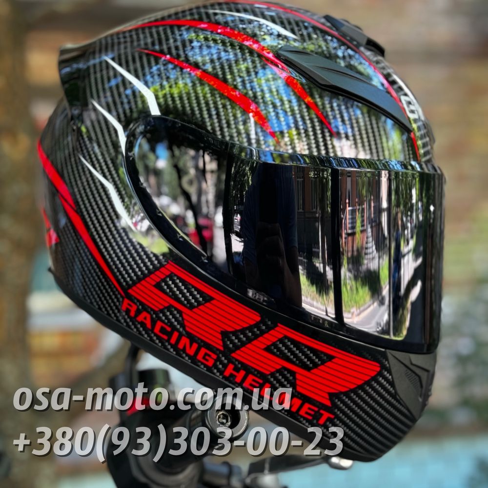 Мотошлем Carbon Gloss с черным стеклом Шлем для скутера Мопеда