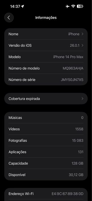 iPhone 14 Pro Max 128GB Preto