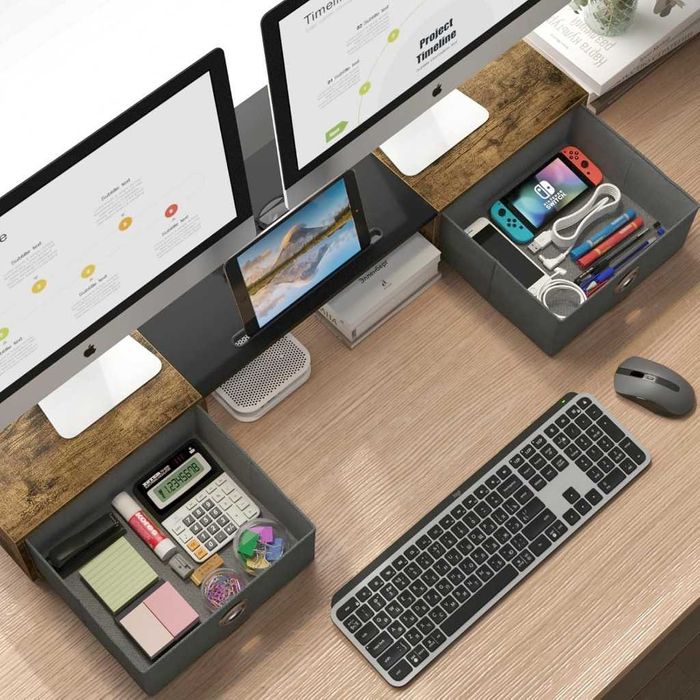 Półka pod monitor z dwiema szufladami WESTREE