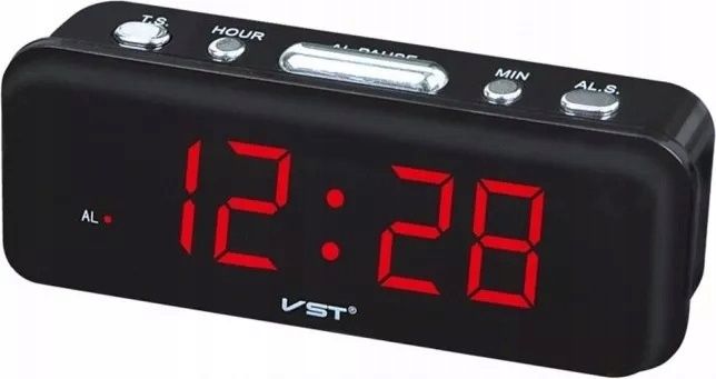 Zegar budzik cyfrowy LED elektroniczny na prąd 230 V podświetlenie RED