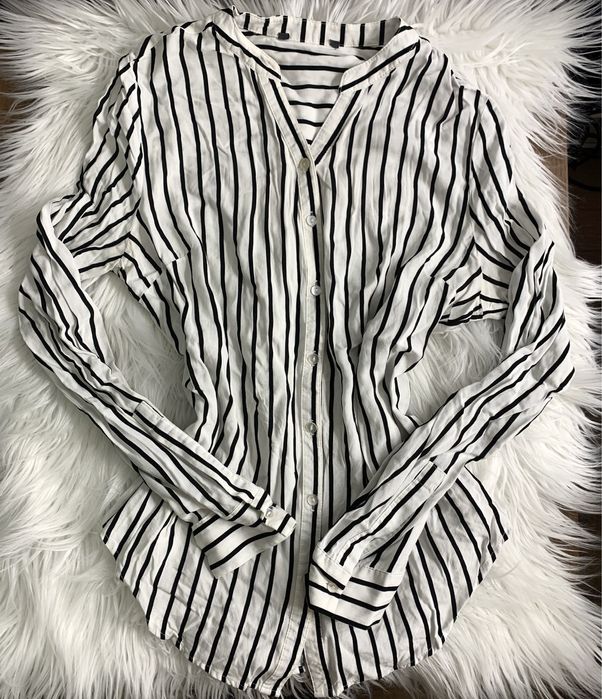 Koszula biała w czarne paski (XS)