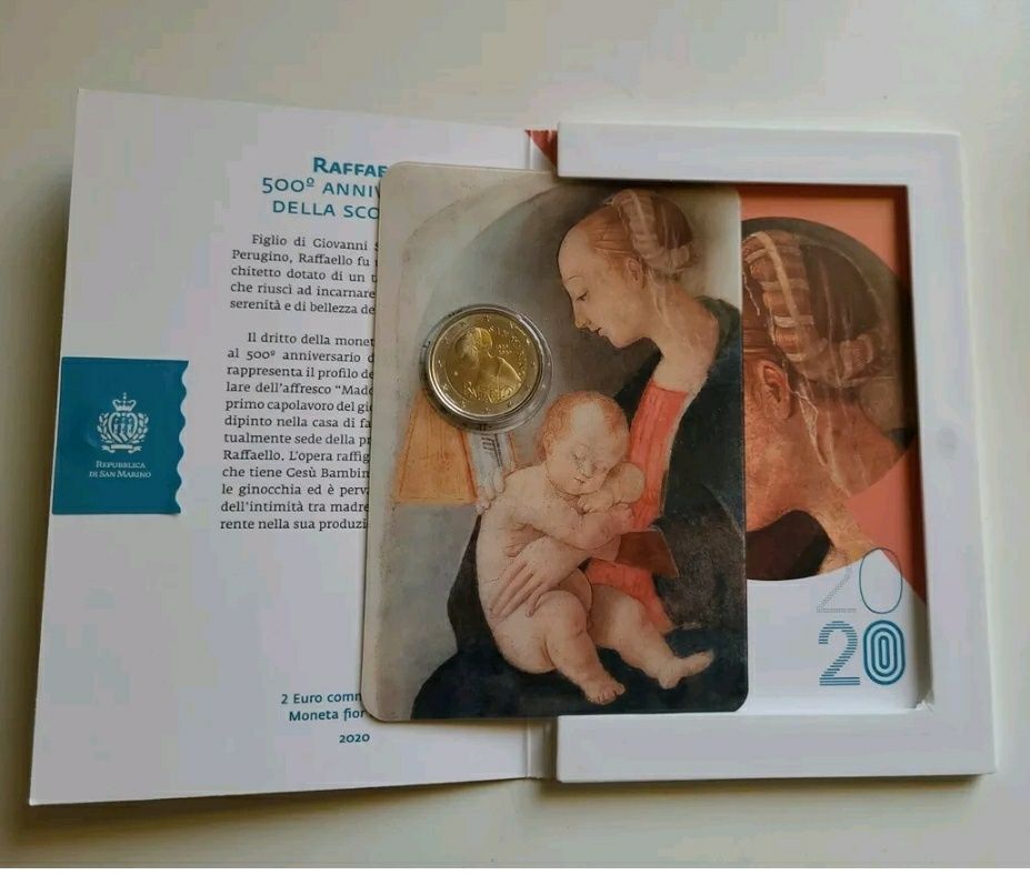 2 Euros de Raffaelo, moeda de 2020, São Marino.