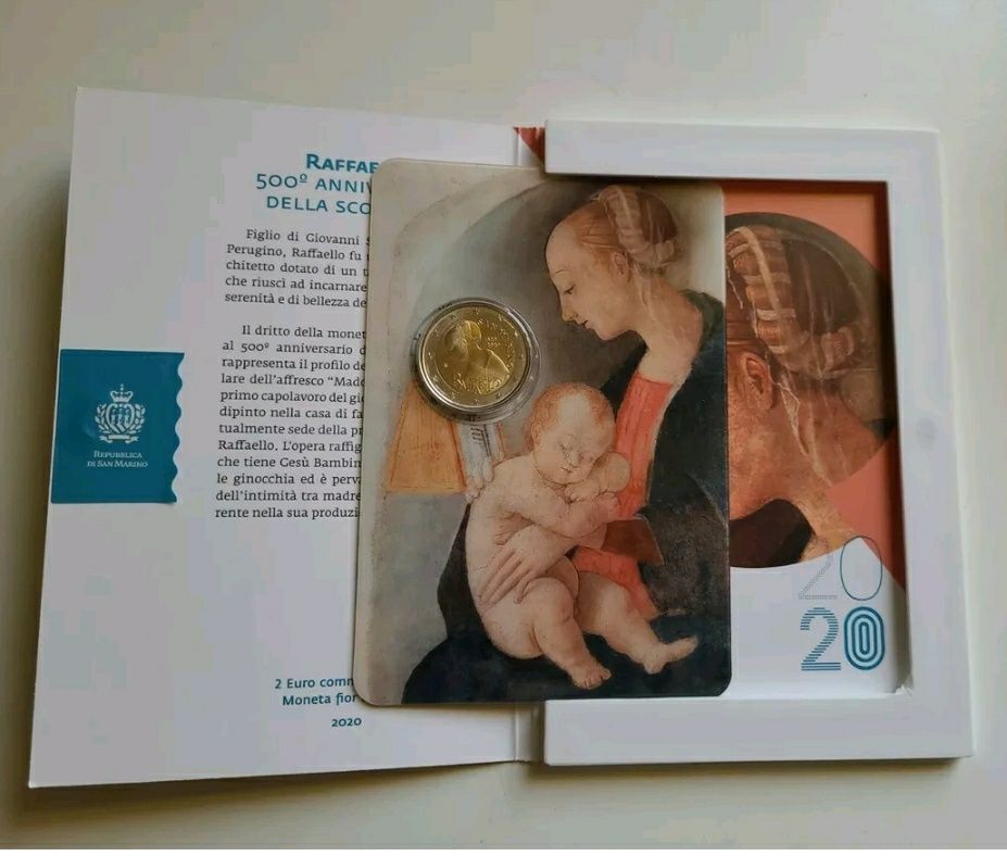 2 Euros de Raffaelo, moeda de 2020, São Marino.