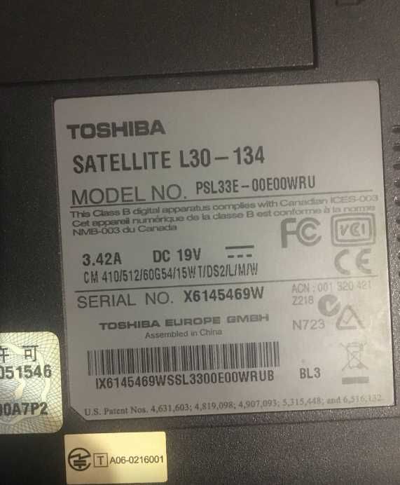 Ноутбук Toshiba Satellite L30-134
