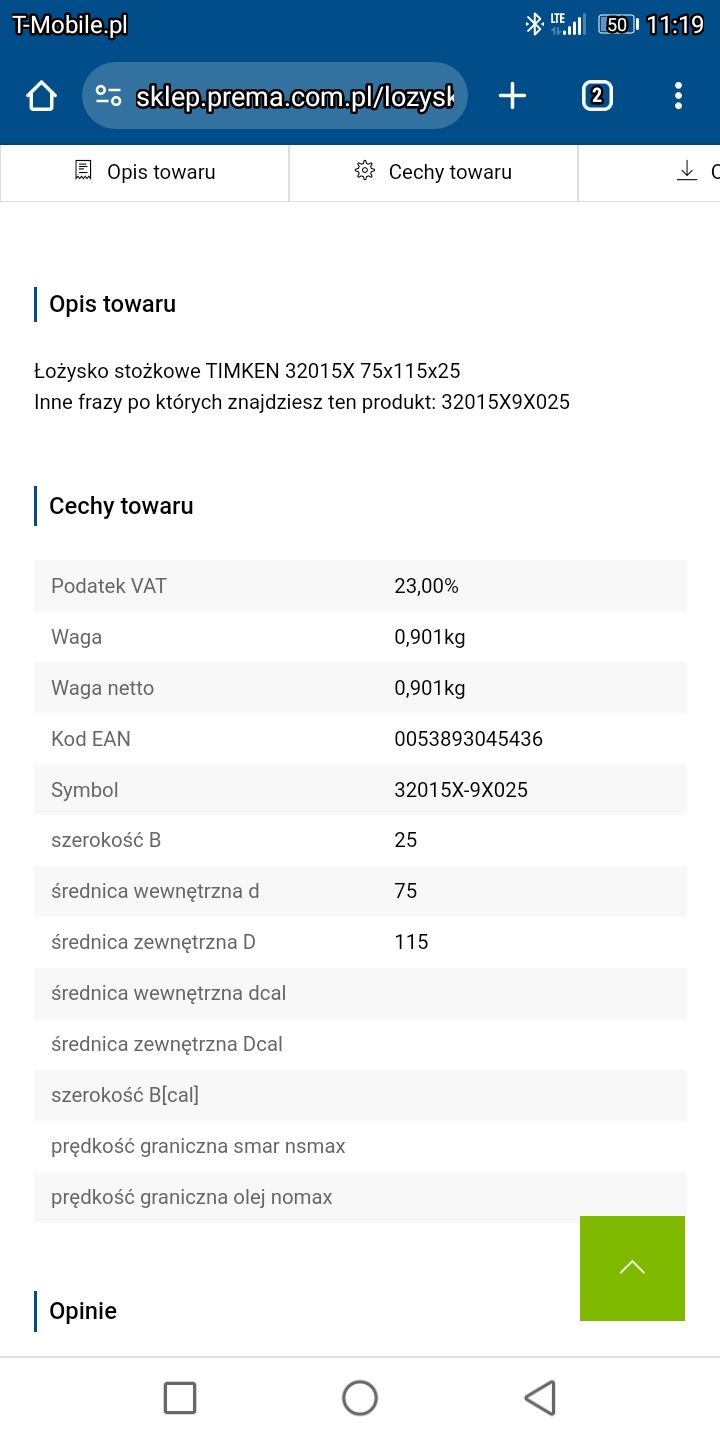 Łożysko Timken 32015X-9X025