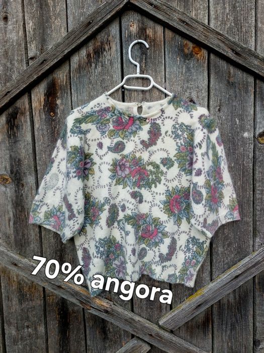 Bluzka sweter sweterek t-shirt koszulka wełniana boho retro vintage