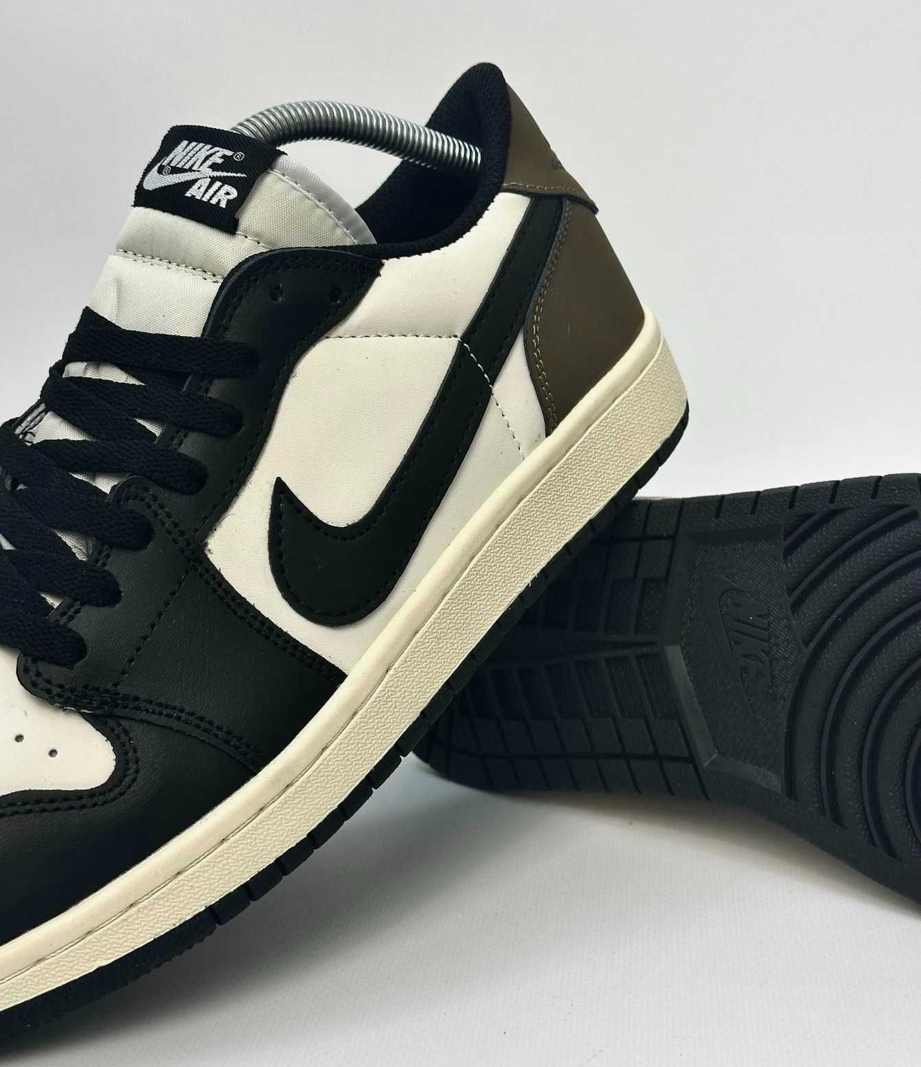 Кроссовки Мужские Найк Air Jordan Nike черно белые кожаные