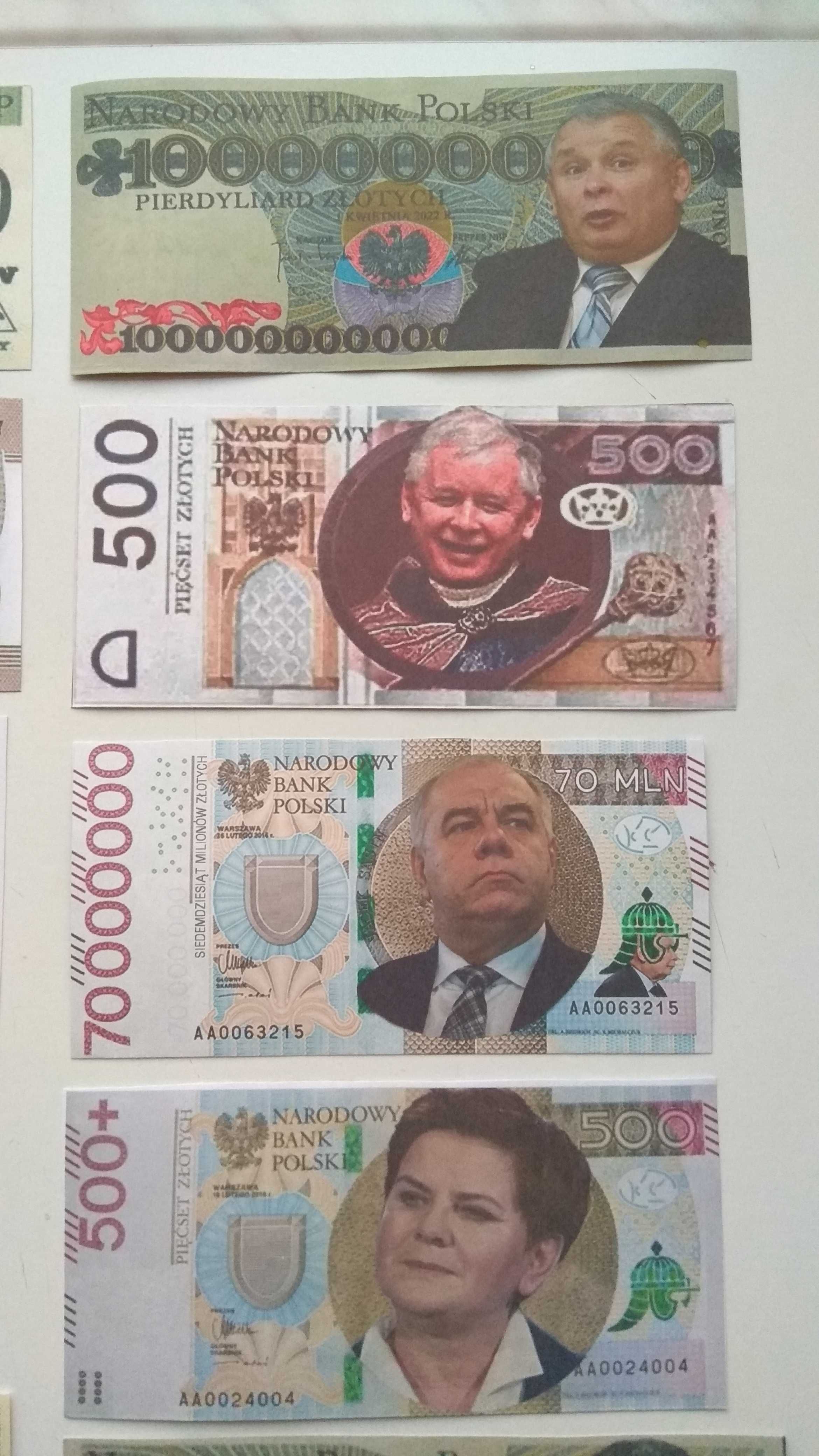 Zestaw banknotów satyrycznych / humorystycznych