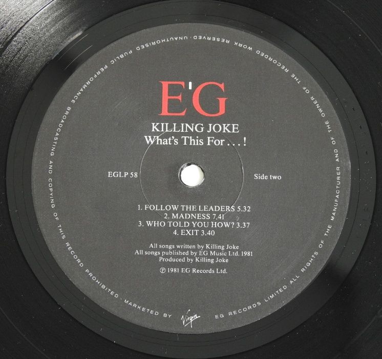 Killing Joke ‎What's This For LP 1981 UK Коллекционная пластинка NM