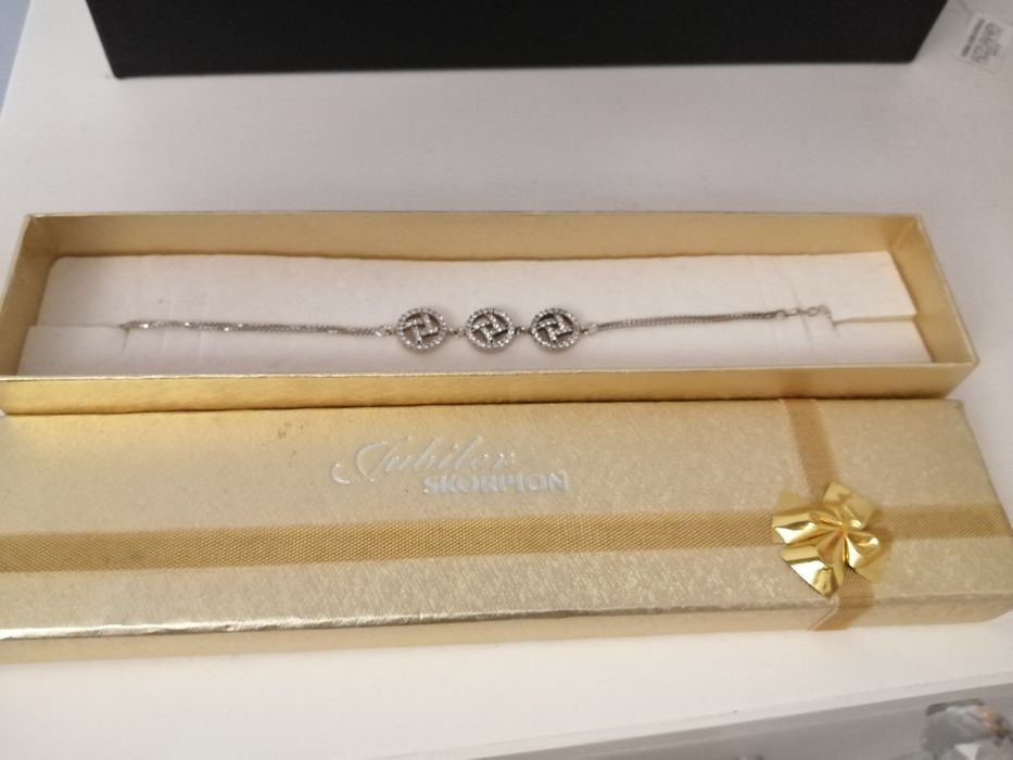 Jubiler Skorpion srebrna bransoletka z cyrkoniami regulacja