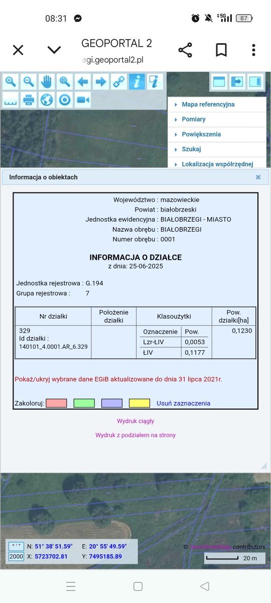 Sprzedam działkę/łąkę w Białobrzegach