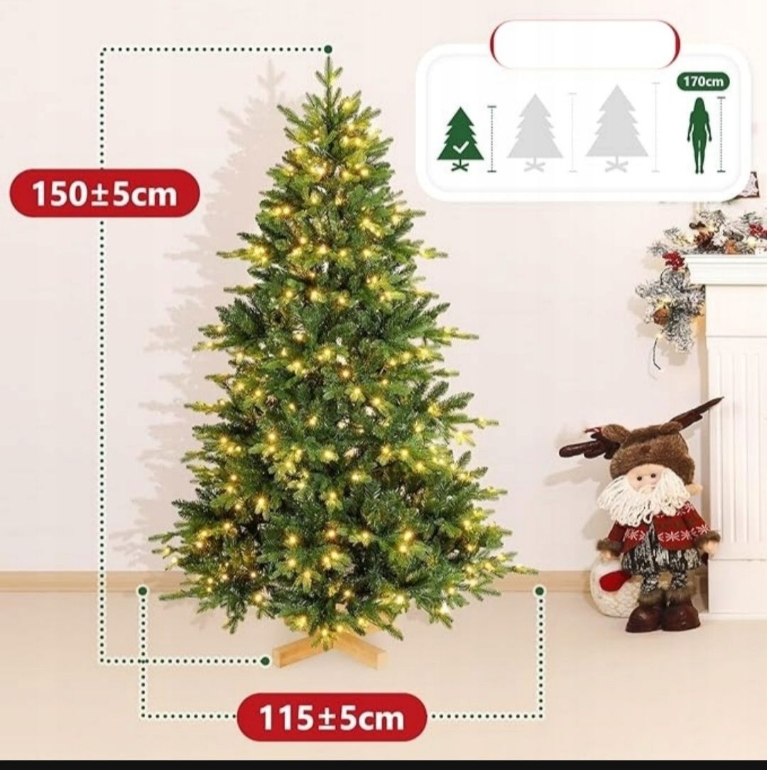 Choinka sztuczna Yorbay 150 cm , jodła z oświetleniem