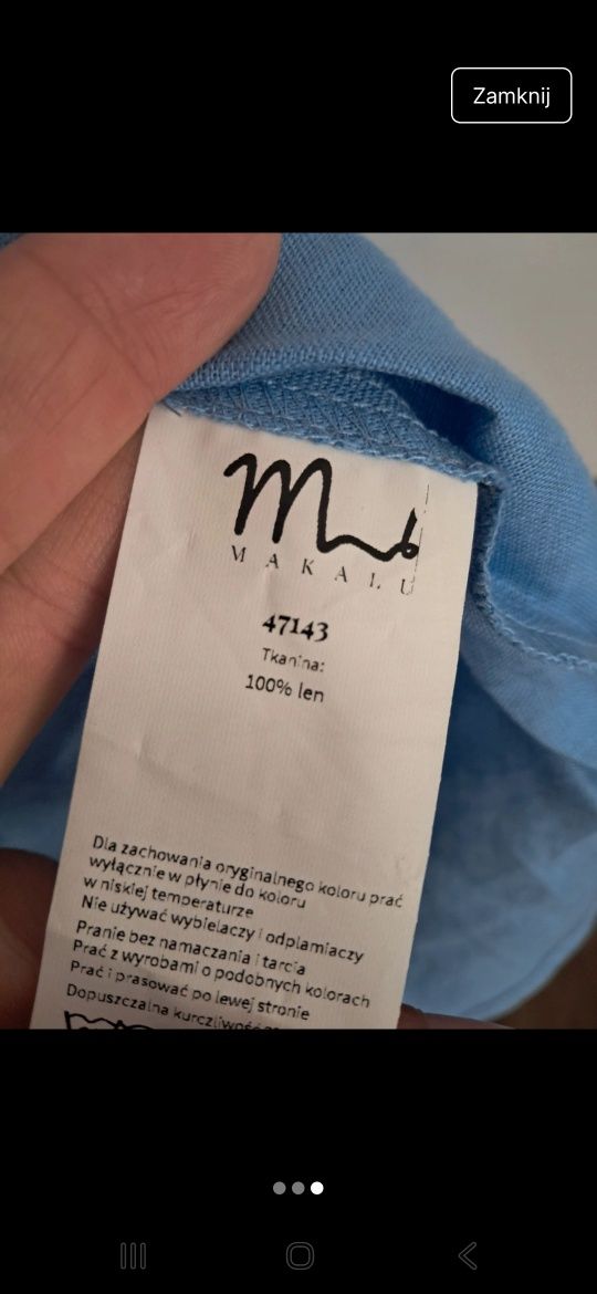 Makalu sukienka len 42 niebieska