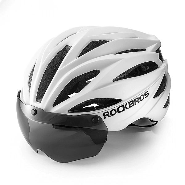 Kask rowerowy Rockbros z szybką, odpinane okulary z ochroną UV, unisex