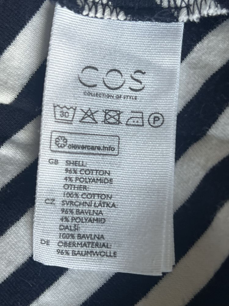 COS sukienka 36/XS midi granatowe paseczki