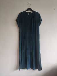 Granatowa (morska) plisowana sukienka, maxi dress -38/40