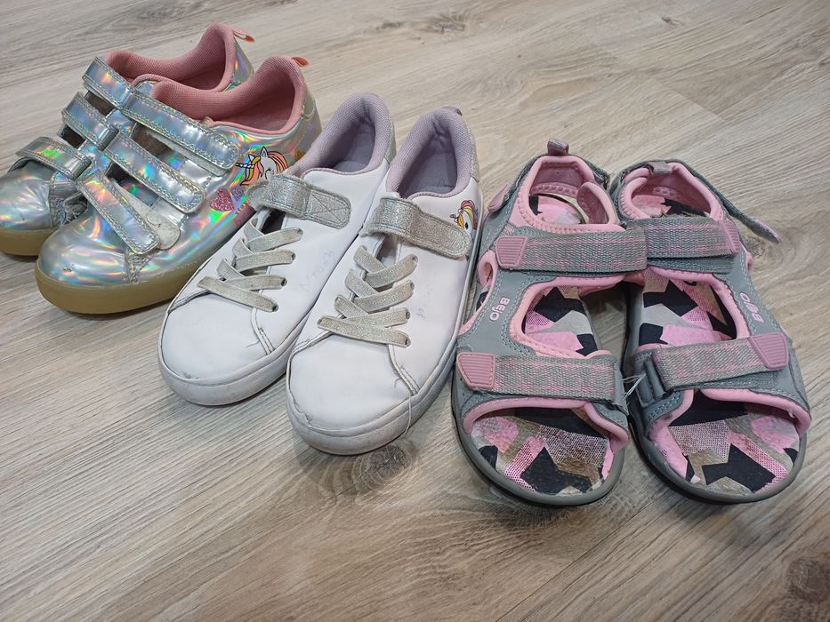 Buty dla dziewczynki r.32 sportowe, sandały 3pary
