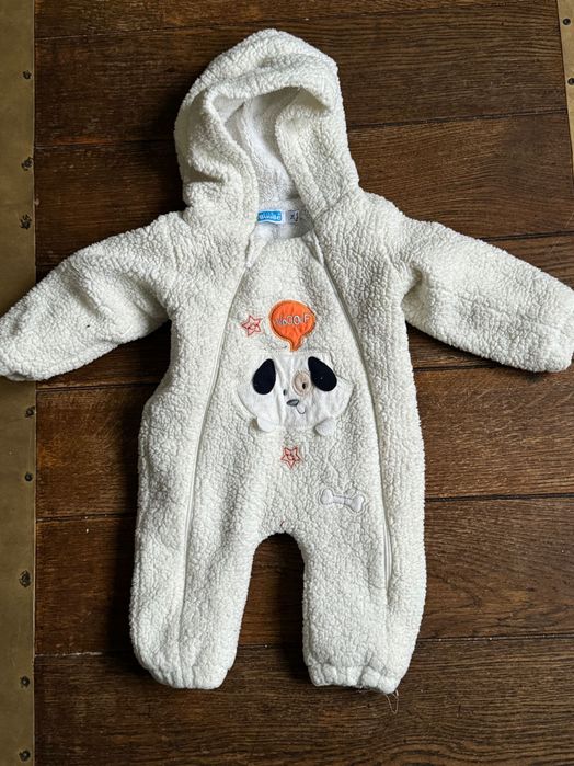 Ромпер белый, шапка зима ,комбинезон одежда для мальчика