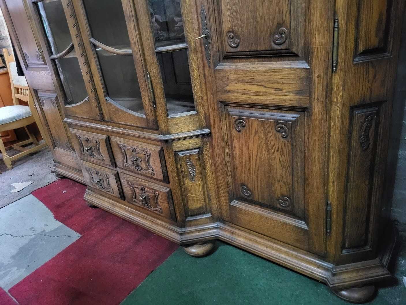 Piękny kredens dębowy lity ciemny dąb biblioteka massiv
