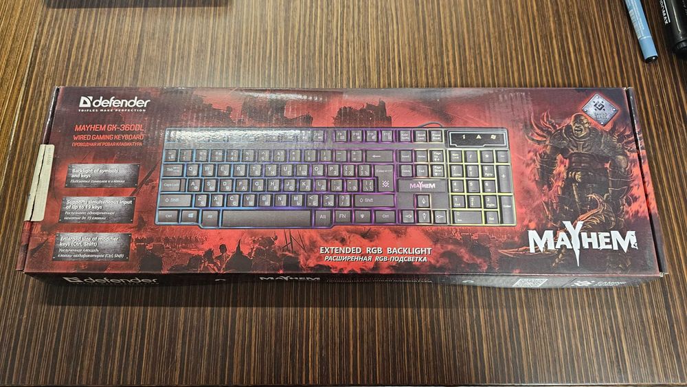 Клавіатура ігрова DEFENDER Mayhem GK-360DL RGB райдужне підсвічування