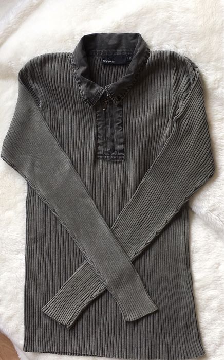 Męski Kardigan sweter t-shirt Kappahal prążkowany kołnierz zamek M-L