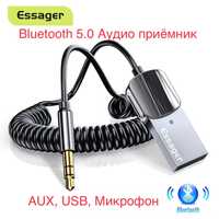 Адаптер Essager Bluetooth 5.0 AUX с USB, Аудио приемник для Авто