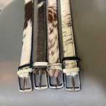Cowhide hair on leather handmade belt for men and Women.