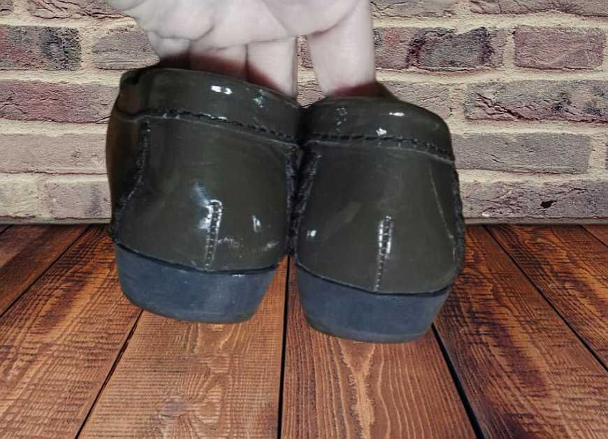 mokasyny buty skóra lakier GEOX gruba podeszwa zielone