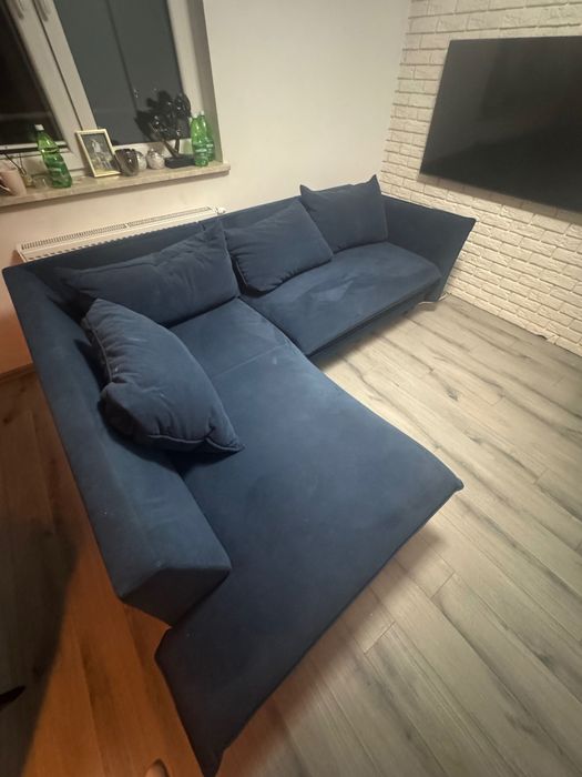 Narożnik z funkcją spania – granatowy, wygodny, 240x200 cm