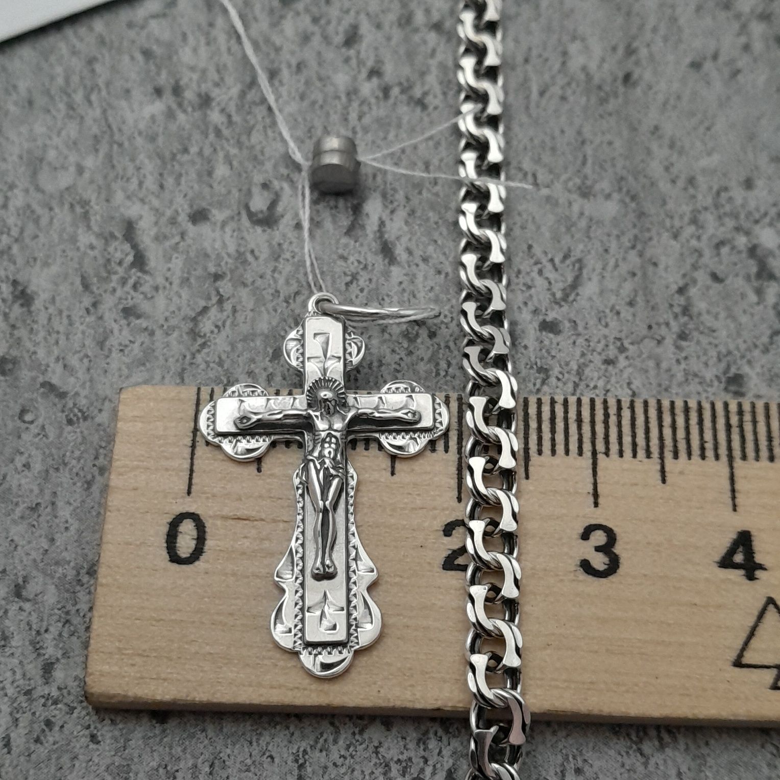 Срібний ланцюжок і хрестик. Серебряная цепочка и крестик. Серебро 925