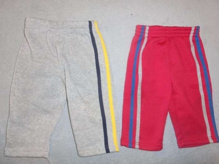 spodnie dla chłopca, chłopięce szare i czerwone sportowe 74, 80
