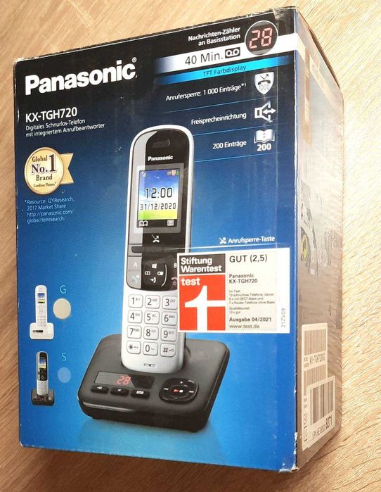 Телефон безпровідний білий Panasonic KX-TGH 720.