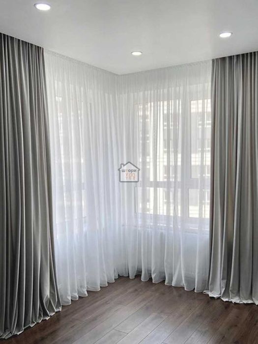 Сірі, світло-сірі, темні штори оксамит велюр бархат Barhat Гардини