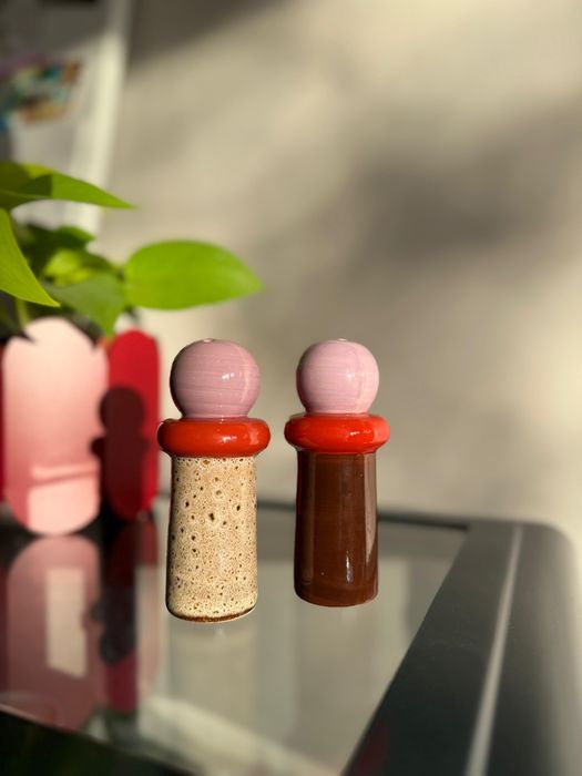 Nowy piękny Zestaw ceramiczne solniczka i pieprzniczka pop art deco