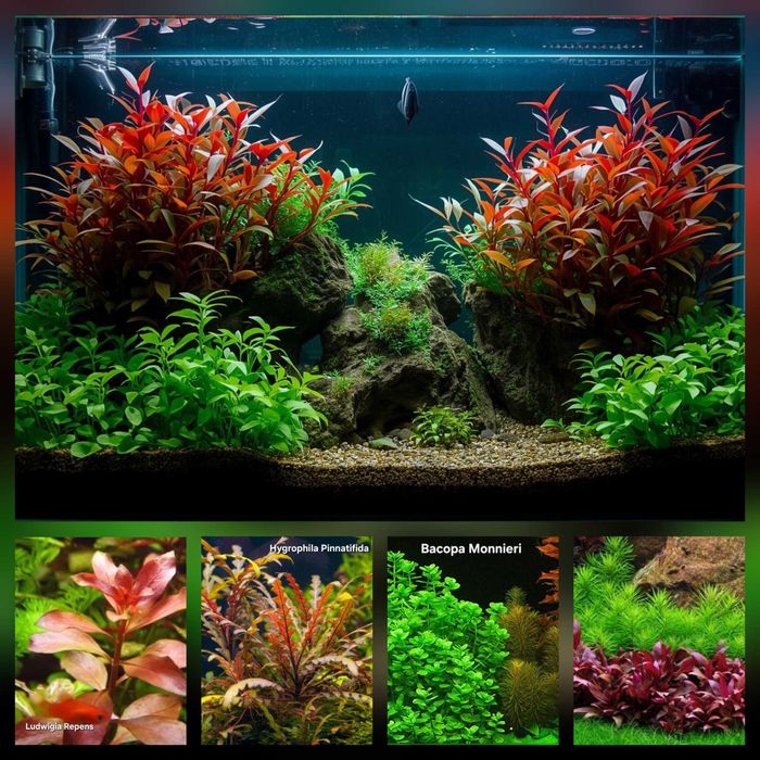 Pack 50 Plantas Aquário – 10 Espécies MUITA COR VERMELHO