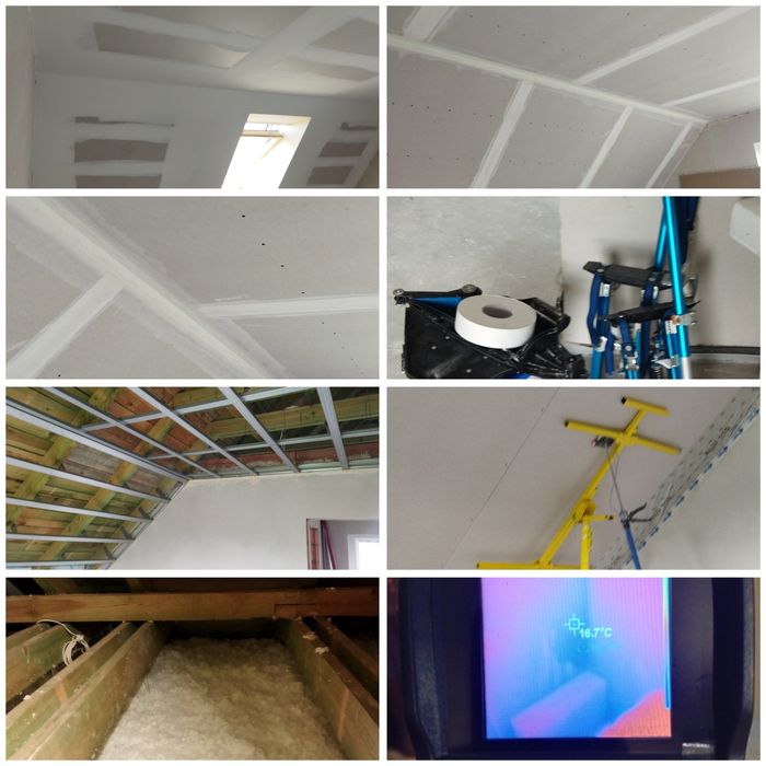 Docieplenia poddaszy wełną, sufity podwieszane, malowanie