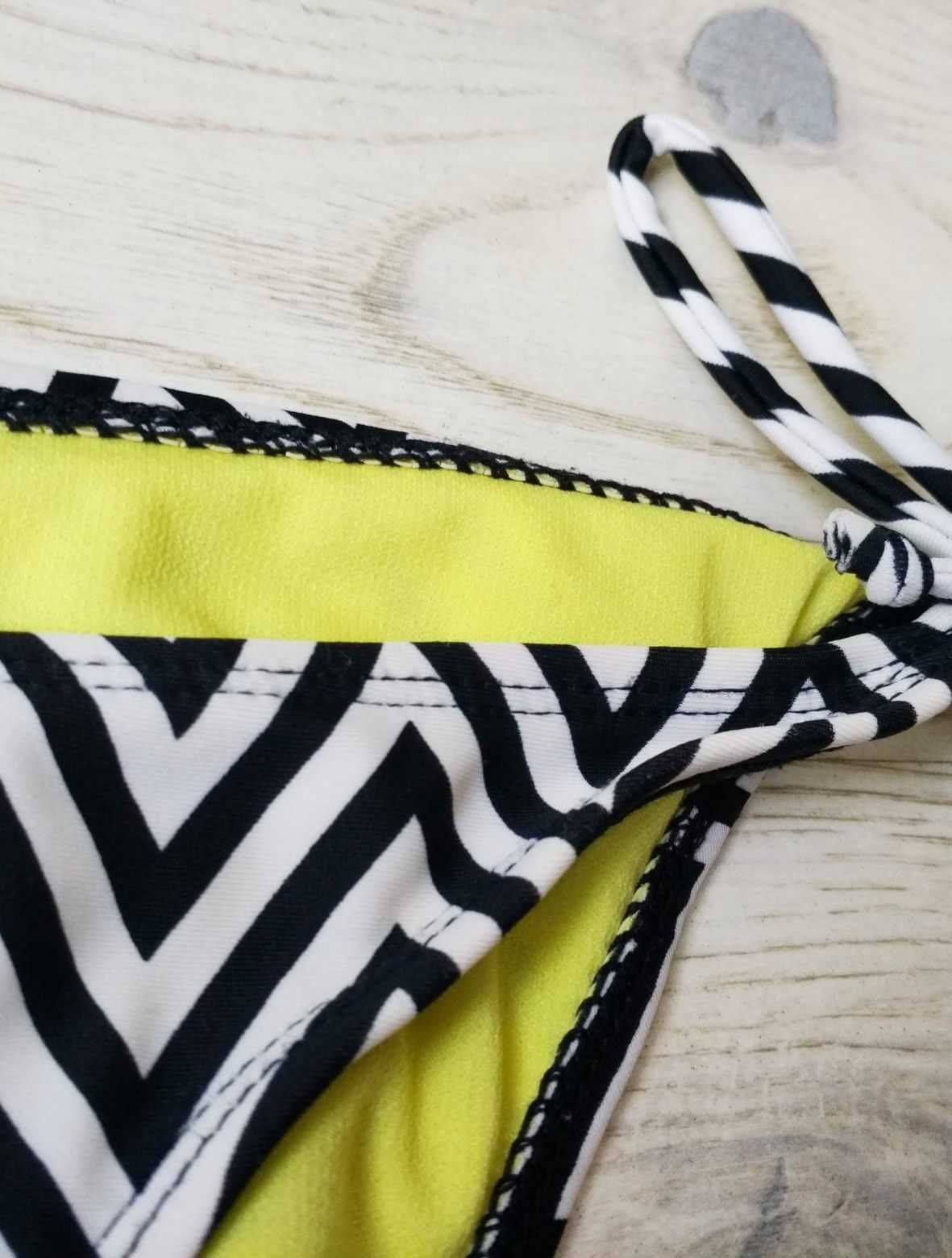 Majtki od stroju kapielowego wiazane bikini czarnobiale 38 40